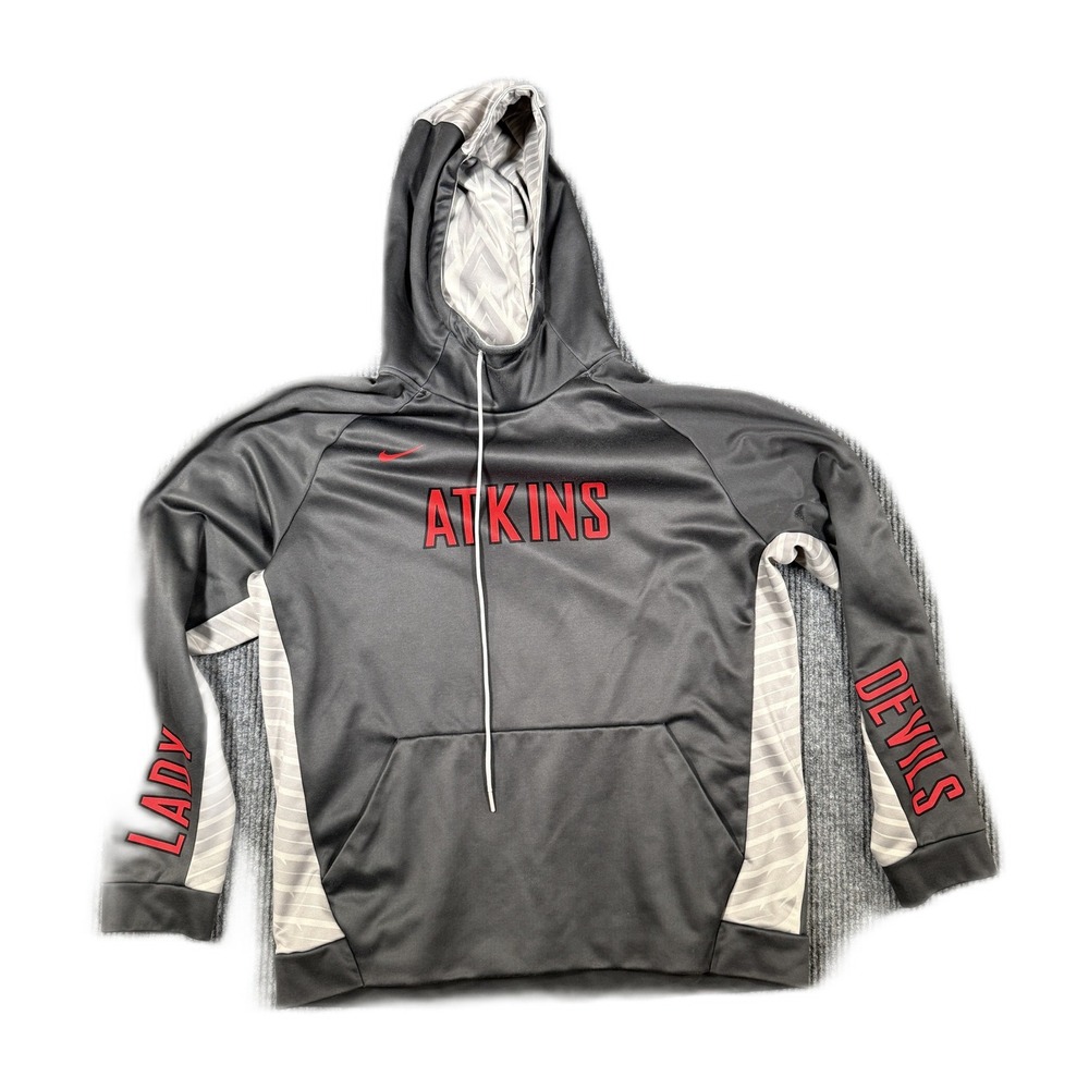 Nike Atkins Lady Devils Gray Pullover Hoodie Sweatshirt XL Red Graphic Mens